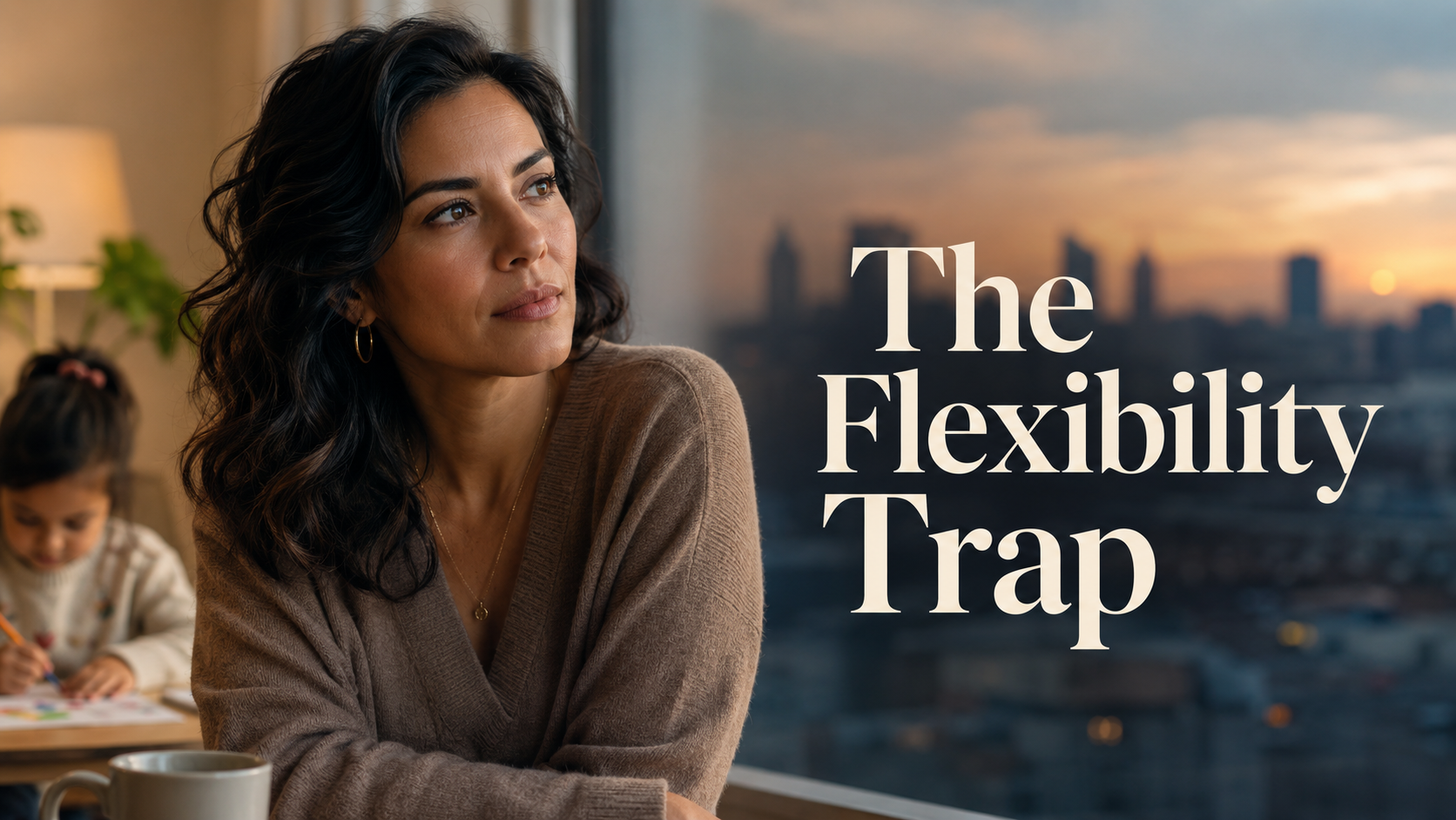 Elegant American woman reflecting on gig work, unstable income, and financial insecurity.