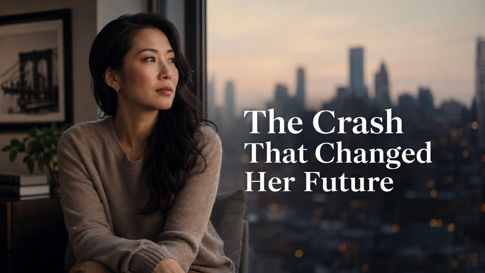 Elegant American woman reflecting on how the 2008 crash shaped millennial women’s views on money, work, risk, and financial security.