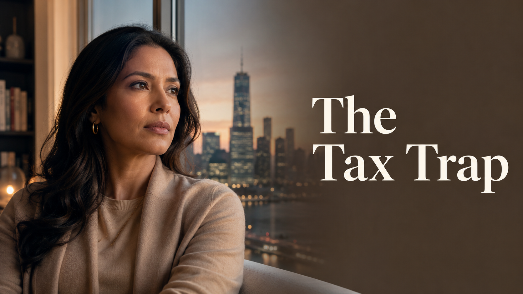 Elegant American woman reflecting on tax policy, financial inequality, the tax trap for women, and the gender wealth gap.